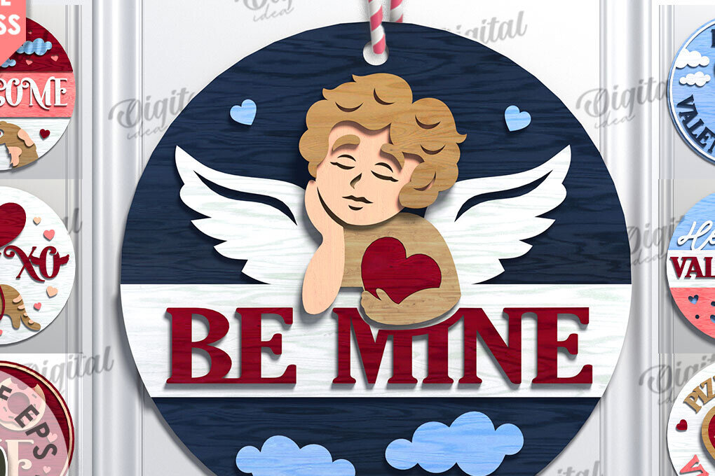 Σετ των 2 Intra απο ξύλο plywood 3mm-4mm πάχος – Πακέτο λέιζερ στρογγυλών πινακίδων για την ημέρα του Αγίου Βαλεντίνου Δίασταση  20x20 cm INTRAFABR-110122340