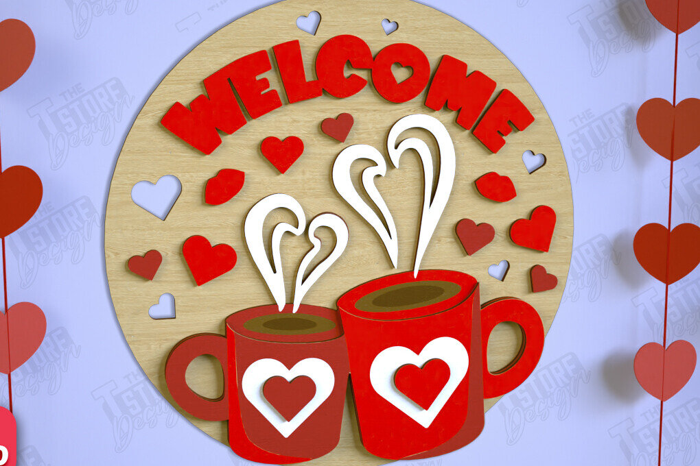 Intra απο ξύλο plywood 3mm-4mm πάχος – Σημάδια για την Ημέρα του Αγίου Βαλεντίνου | Επιγραφές τοίχου Δίασταση  40x30 cm INTRAFABR-110331122