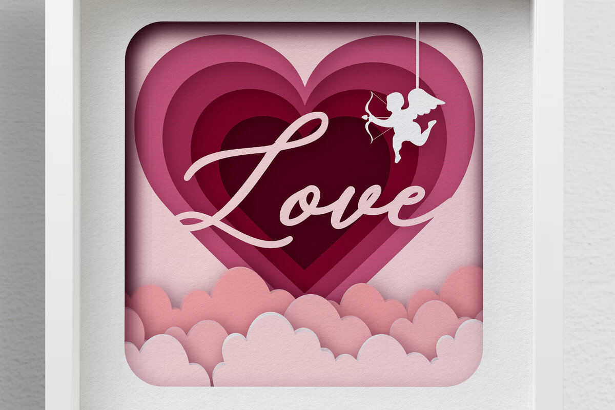 Σετ των 2 Intra απο ξύλο plywood 3mm-4mm πάχος – Κουτί σκιών για την ημέρα του Αγίου Βαλεντίνου, τρισδιάστατη κοπή χαρτιού Δίασταση  20x20 cm INTRAFABR-57871634