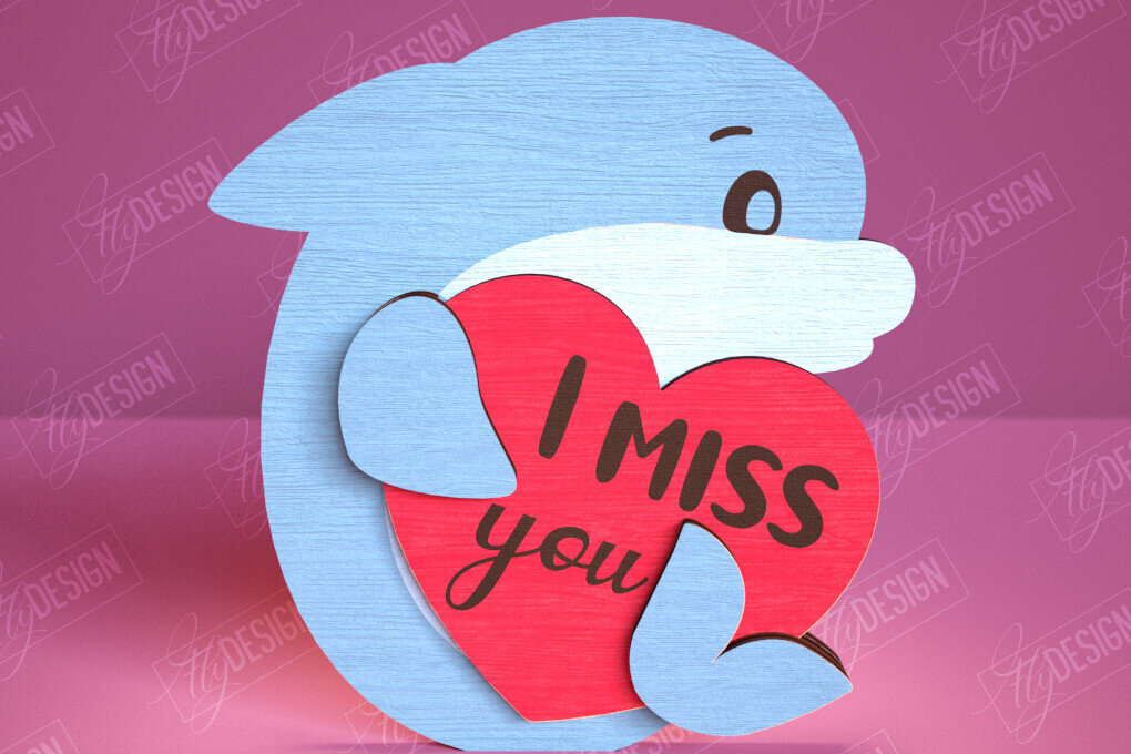 Σετ των 2 Intra απο ξύλο plywood 3mm-4mm πάχος – Καρχαρίας του Αγίου Βαλεντίνου | Ρομαντικό δώρο Δίασταση  20x20 cm INTRAFABR-113577330