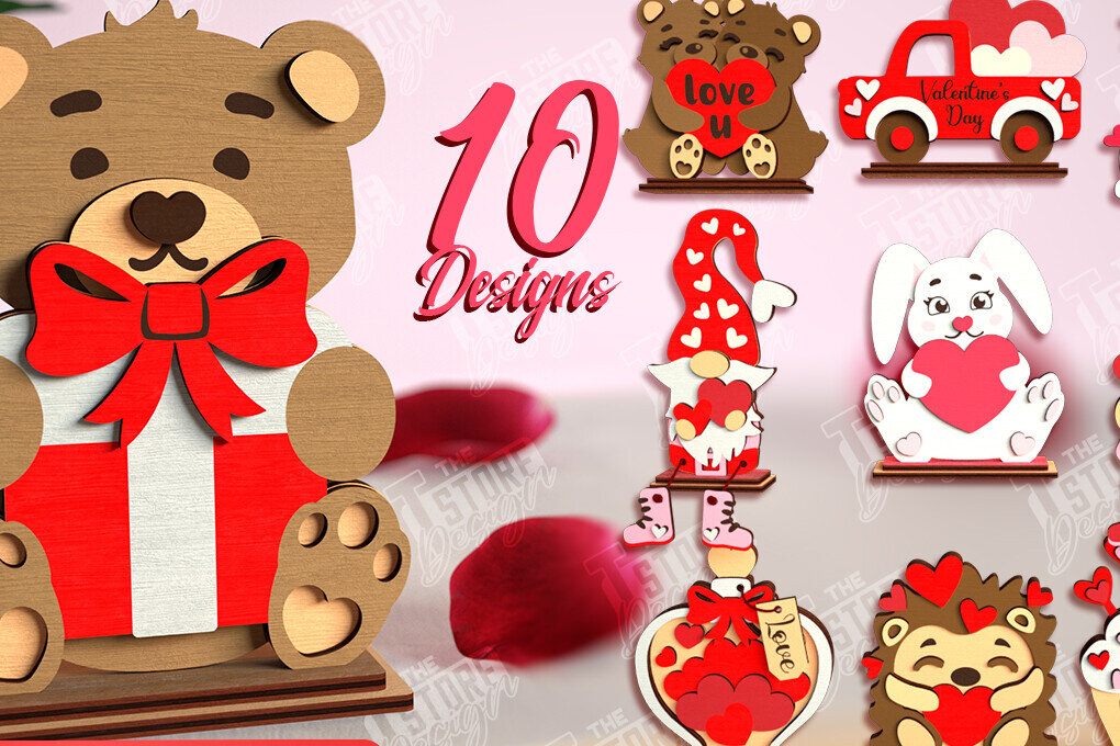 Σετ των 2 Intra απο ξύλο plywood 3mm-4mm πάχος – Πακέτο με ράφι για την ημέρα του Αγίου Βαλεντίνου Δίασταση  20x20 cm INTRAFABR-110278016