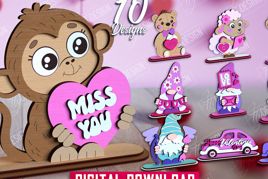 Σετ των 2 Intra απο ξύλο plywood 3mm-4mm πάχος – Πακέτο με ράφι για την ημέρα του Αγίου Βαλεντίνου Δίασταση  20x20 cm INTRAFABR-110120182