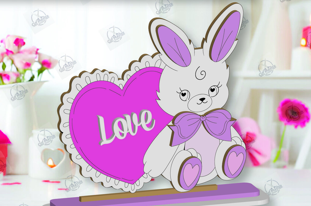 Σετ των 2 Intra απο ξύλο plywood 3mm-4mm πάχος – Ημέρα του Αγίου Βαλεντίνου ράφι Sitters Cut Laser Δίασταση  20x20 cm INTRAFABR-113391925