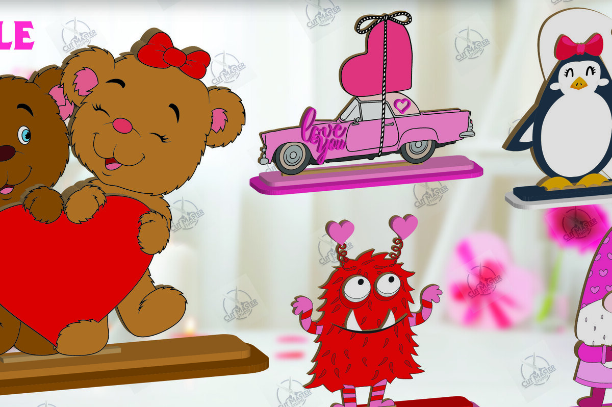 Σετ των 2 Intra απο ξύλο plywood 3mm-4mm πάχος – Πακέτο ράφι Sitters Day του Αγίου Βαλεντίνου Δίασταση  20x20 cm INTRAFABR-113465947