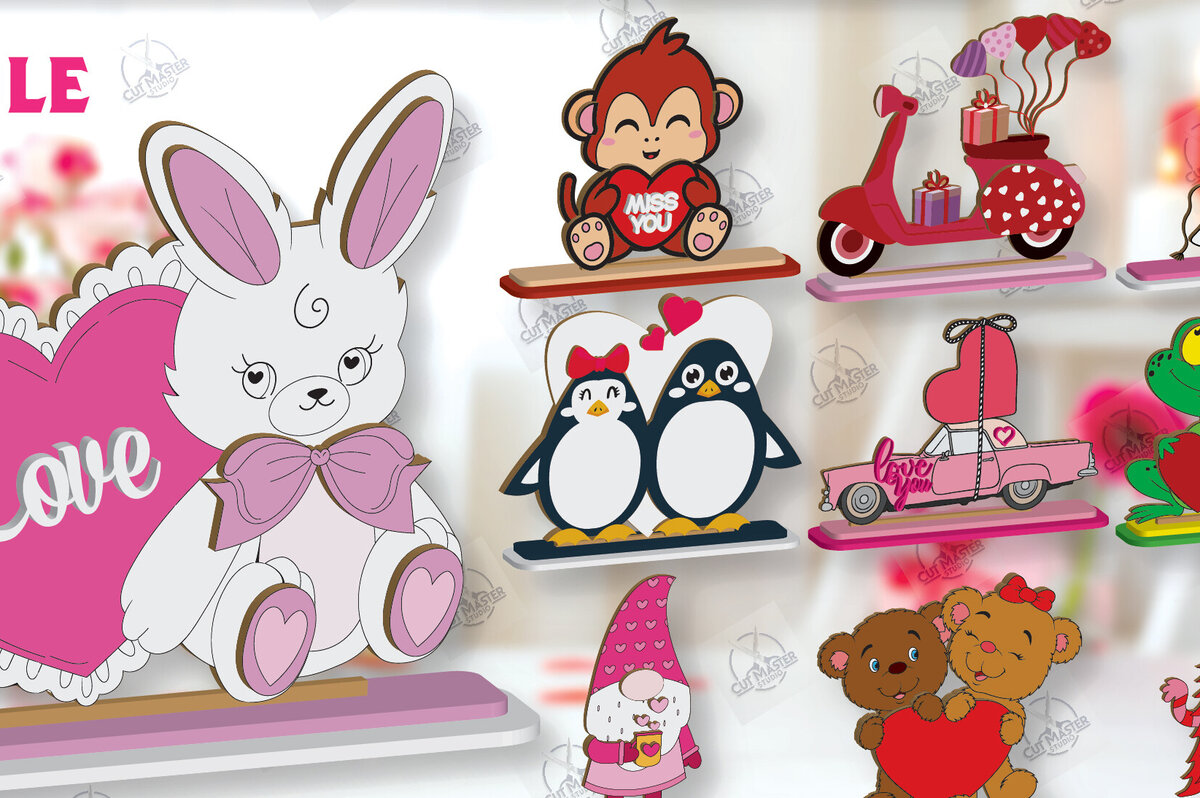 Σετ των 2 Intra απο ξύλο plywood 3mm-4mm πάχος – Πακέτο ράφι Sitters Day του Αγίου Βαλεντίνου Δίασταση  20x20 cm INTRAFABR-113465965