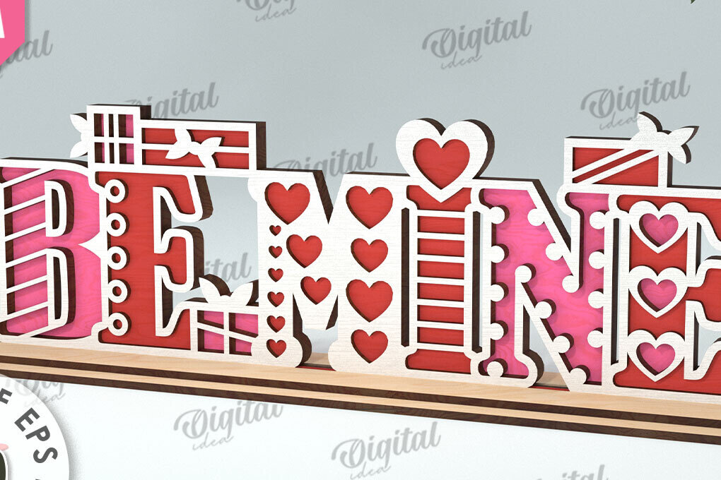 Σετ των 2 Intra απο ξύλο plywood 3mm-4mm πάχος – Διακόσμηση σταντ για την ημέρα του Αγίου Βαλεντίνου Κόψιμο με λέιζερ Δίασταση  20x20 cm INTRAFABR-113765413