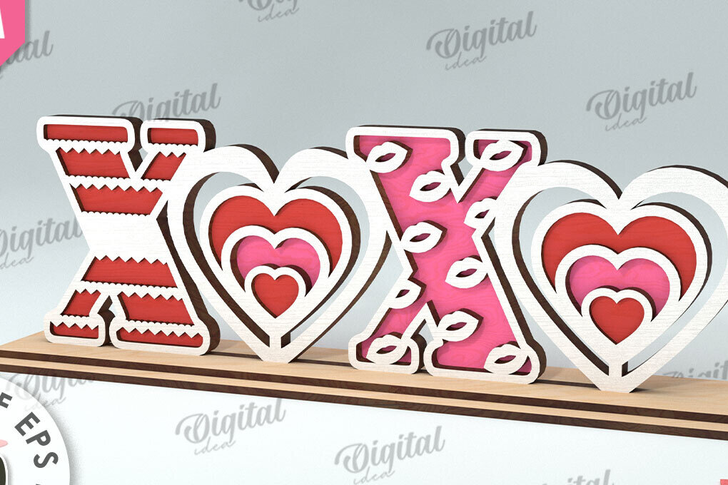 Σετ των 2 Intra απο ξύλο plywood 3mm-4mm πάχος – Διακόσμηση σταντ για την ημέρα του Αγίου Βαλεντίνου Κόψιμο με λέιζερ Δίασταση  20x20 cm INTRAFABR-113765450