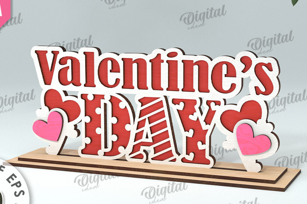 Σετ των 2 Intra απο ξύλο plywood 3mm-4mm πάχος – Διακόσμηση σταντ για την ημέρα του Αγίου Βαλεντίνου Κόψιμο με λέιζερ Δίασταση  20x20 cm INTRAFABR-113765484