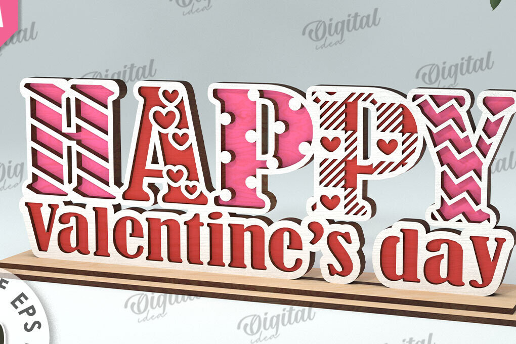 Σετ των 2 Intra απο ξύλο plywood 3mm-4mm πάχος – Διακόσμηση σταντ για την ημέρα του Αγίου Βαλεντίνου Κόψιμο με λέιζερ Δίασταση  20x20 cm INTRAFABR-113765509