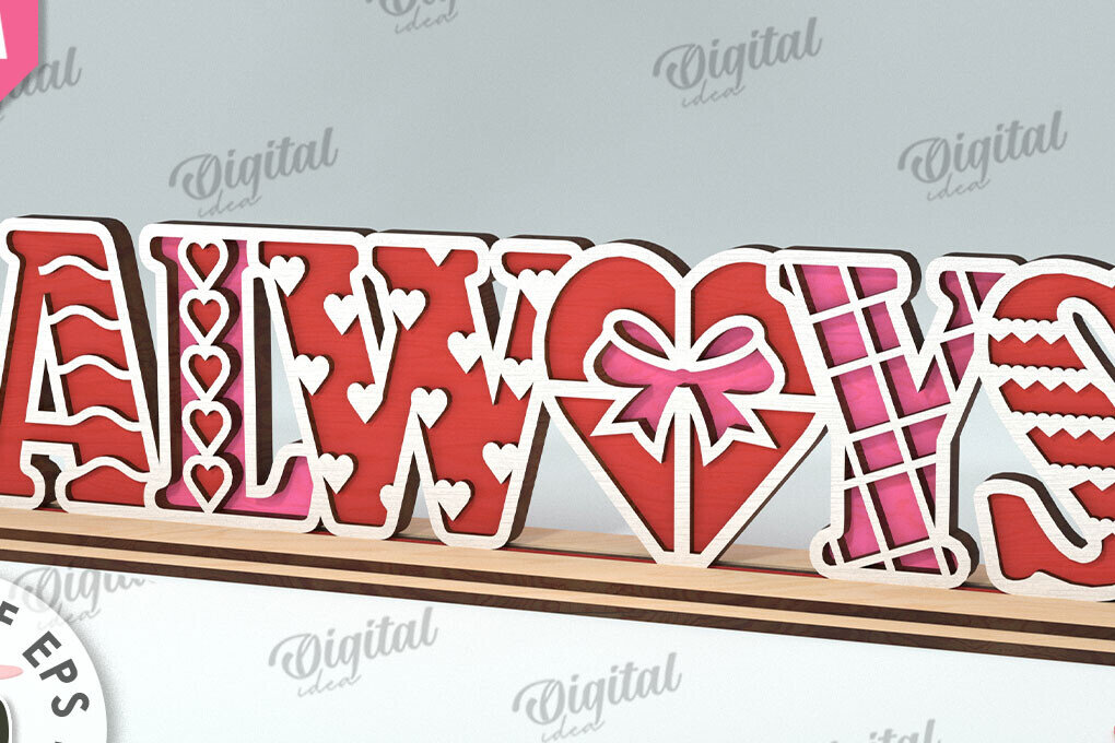 Σετ των 2 Intra απο ξύλο plywood 3mm-4mm πάχος – Διακόσμηση σταντ για την ημέρα του Αγίου Βαλεντίνου Κόψιμο με λέιζερ Δίασταση  20x20 cm INTRAFABR-113765557