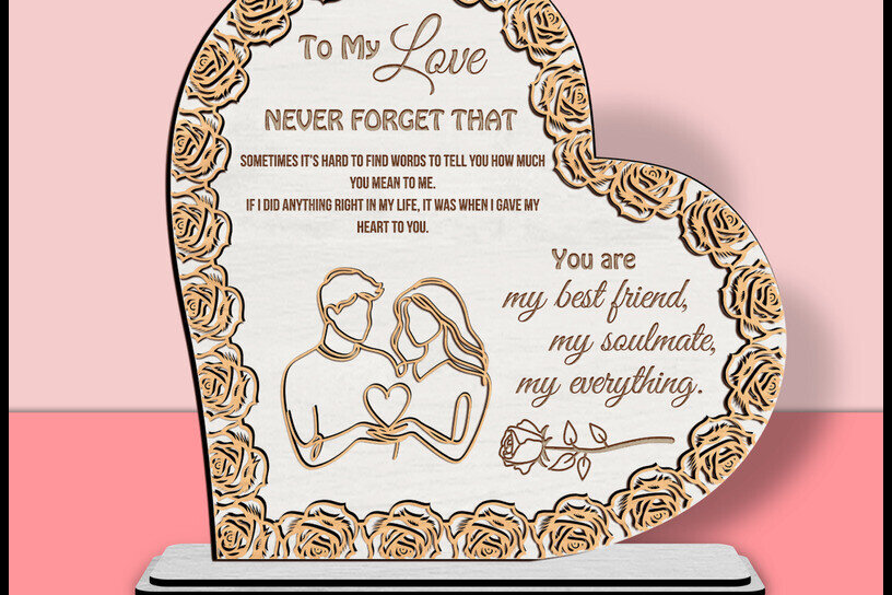 Σετ των 2 Intra απο ξύλο plywood 3mm-4mm πάχος – Ημέρα του Αγίου Βαλεντίνου Standing Decor Laser Δίασταση  20x20 cm INTRAFABR-121828323