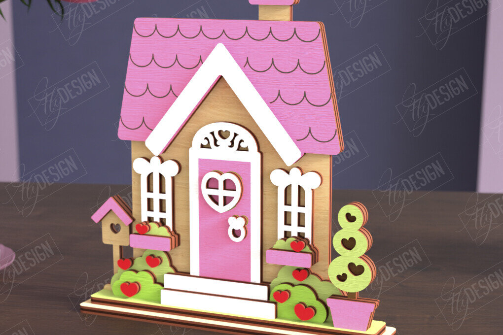 Σετ των 2 Intra απο ξύλο plywood 3mm-4mm πάχος – Σπίτι για την Ημέρα του Αγίου Βαλεντίνου | Αργία Δίασταση  20x20 cm INTRAFABR-111362510