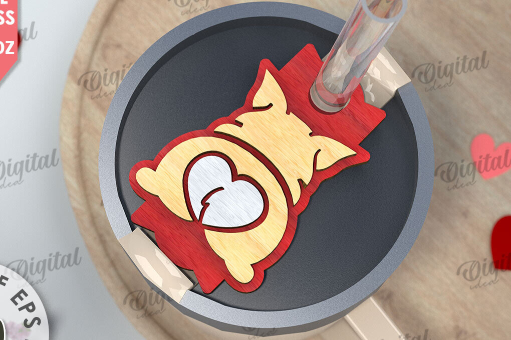 Σετ των 2 Intra απο ξύλο plywood 3mm-4mm πάχος – Ημέρα του Αγίου Βαλεντίνου Stanley Topper LaserCut Δίασταση  20x20 cm INTRAFABR-109868277