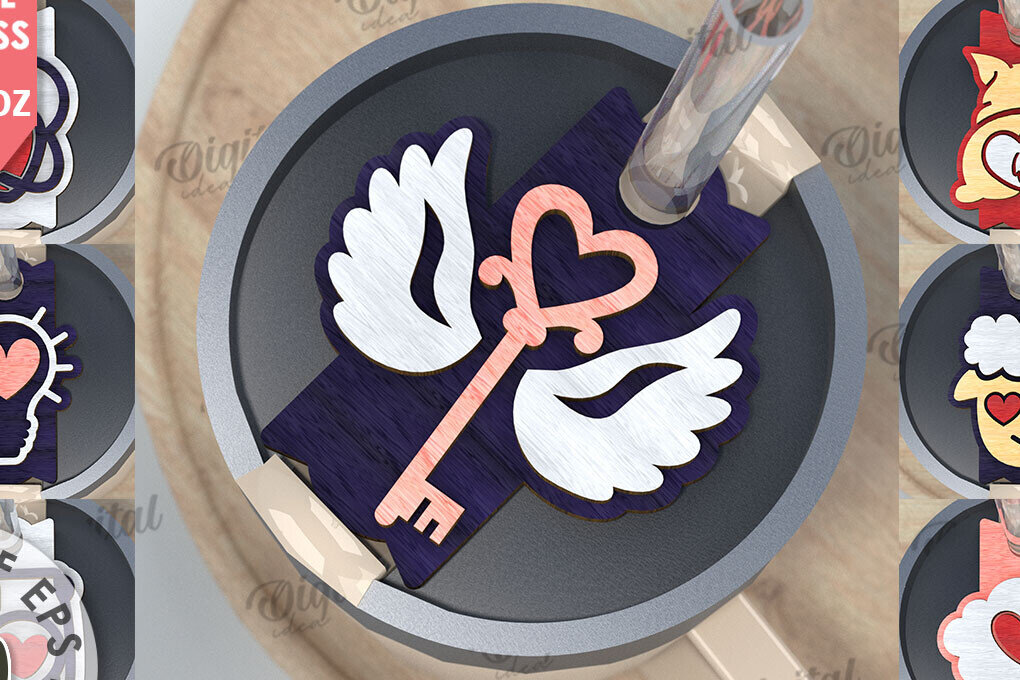 Σετ των 2 Intra απο ξύλο plywood 3mm-4mm πάχος – Πακέτο Stanley Toppers για την Ημέρα του Αγίου Βαλεντίνου Δίασταση  20x20 cm INTRAFABR-109880404