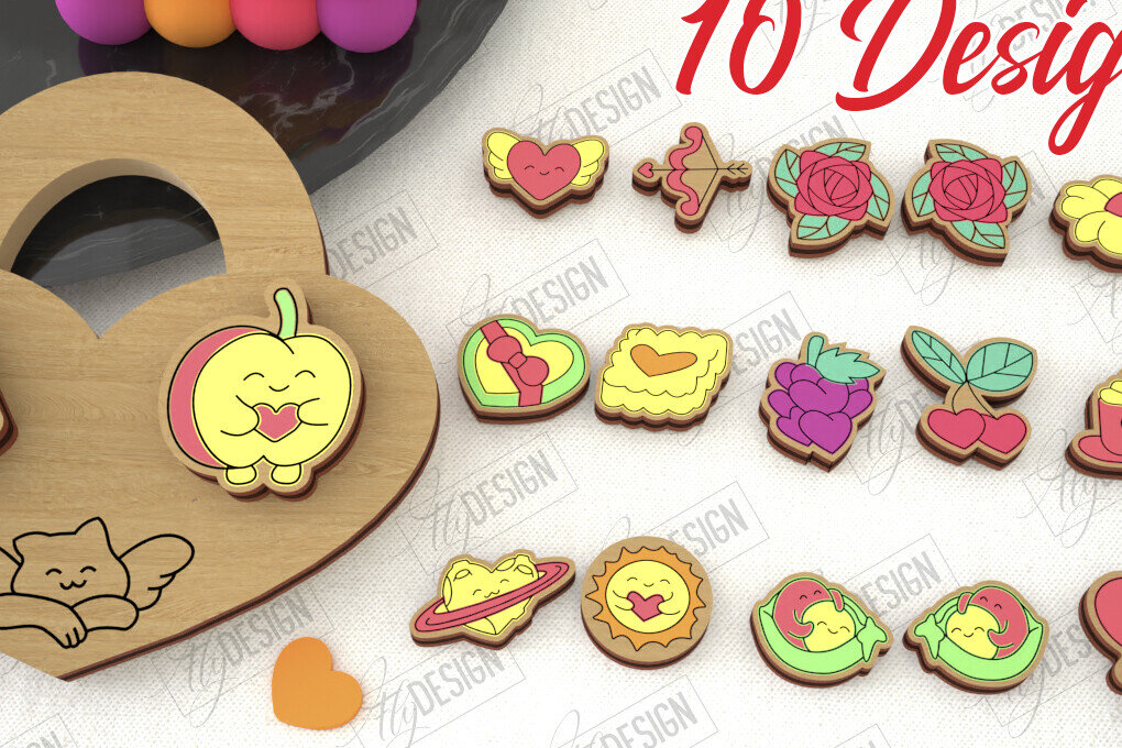 Σετ των 3 Intra απο ξύλο plywood 3mm-4mm πάχος – Πακέτο με καρφωτά σκουλαρίκια για την ημέρα του Αγίου Βαλεντίνου Δίασταση  5x5 cm INTRAFABR-109033078