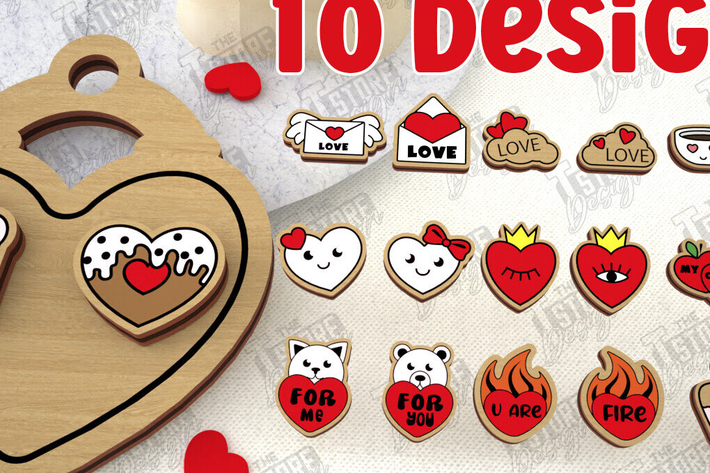 Σετ των 3 Intra απο ξύλο plywood 3mm-4mm πάχος – Πακέτο με καρφιά σκουλαρίκια για την ημέρα του Αγίου Βαλεντίνου|CNC Δίασταση  5x5 cm INTRAFABR-108901566