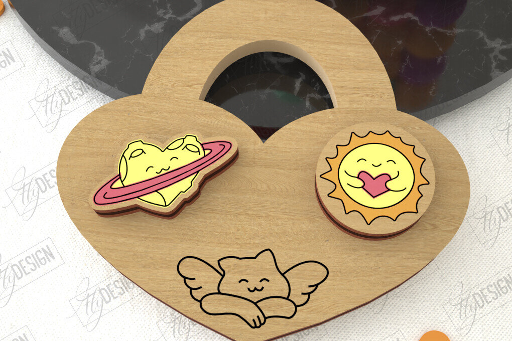 Σετ των 3 Intra απο ξύλο plywood 3mm-4mm πάχος – Σκουλαρίκια για την Ημέρα του Αγίου Βαλεντίνου |Ιδέα δώρου Δίασταση  5x5 cm INTRAFABR-109032832