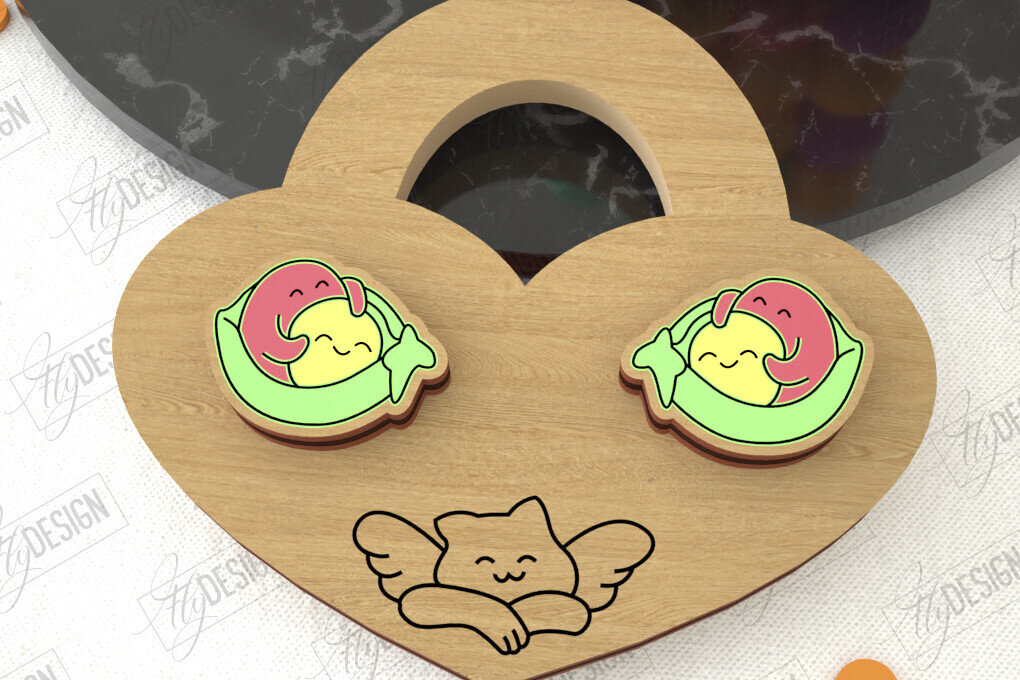 Σετ των 3 Intra απο ξύλο plywood 3mm-4mm πάχος – Σκουλαρίκια για την Ημέρα του Αγίου Βαλεντίνου |Ιδέα δώρου Δίασταση  5x5 cm INTRAFABR-109032836