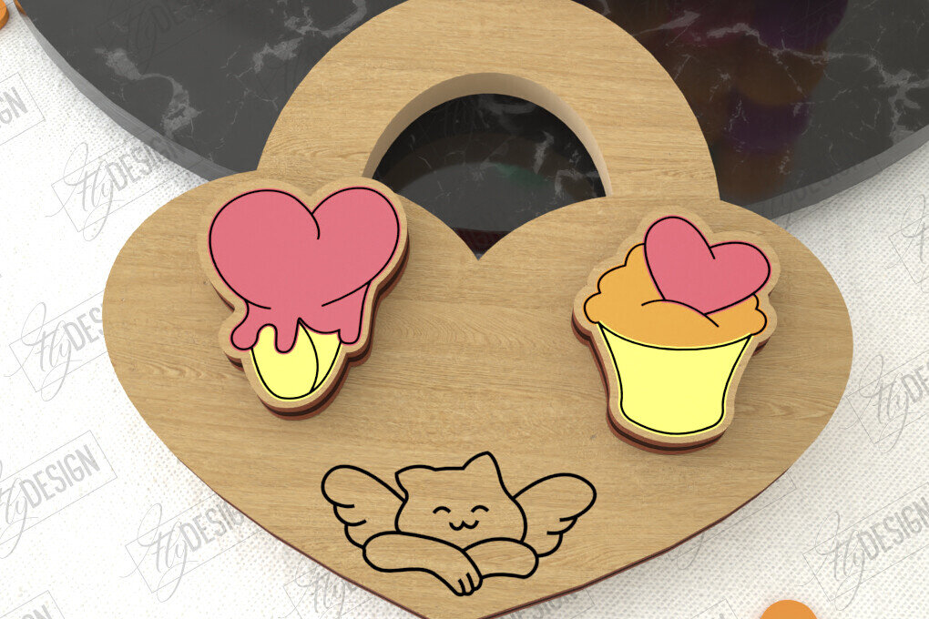 Σετ των 3 Intra απο ξύλο plywood 3mm-4mm πάχος – Σκουλαρίκια για την Ημέρα του Αγίου Βαλεντίνου |Ιδέα δώρου Δίασταση  5x5 cm INTRAFABR-109032842