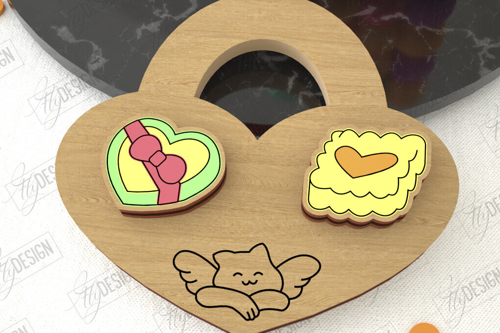 Σετ των 3 Intra απο ξύλο plywood 3mm-4mm πάχος – Σκουλαρίκια για την Ημέρα του Αγίου Βαλεντίνου |Ιδέα δώρου Δίασταση  5x5 cm INTRAFABR-109032849