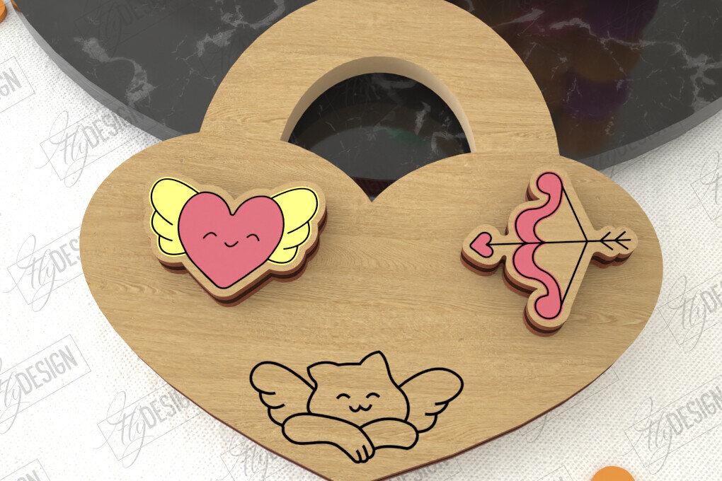 Σετ των 3 Intra απο ξύλο plywood 3mm-4mm πάχος – Σκουλαρίκια για την Ημέρα του Αγίου Βαλεντίνου |Ιδέα δώρου Δίασταση  5x5 cm INTRAFABR-109032863