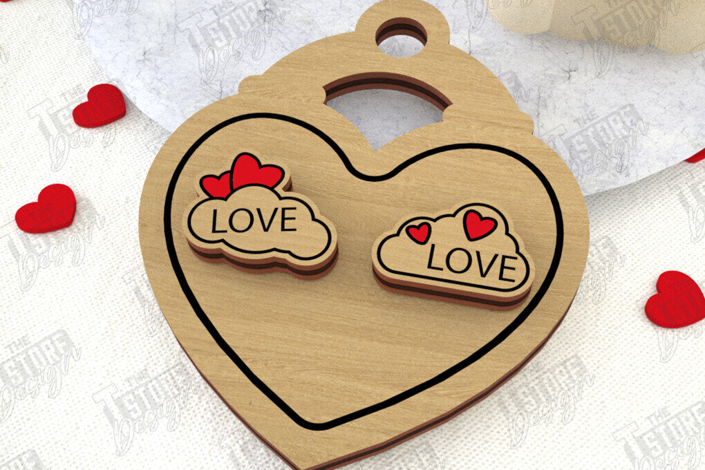 Σετ των 3 Intra απο ξύλο plywood 3mm-4mm πάχος – Σκουλαρίκια για την Ημέρα του Αγίου Βαλεντίνου |Ιδέα δώρου Δίασταση  5x5 cm INTRAFABR-108901440