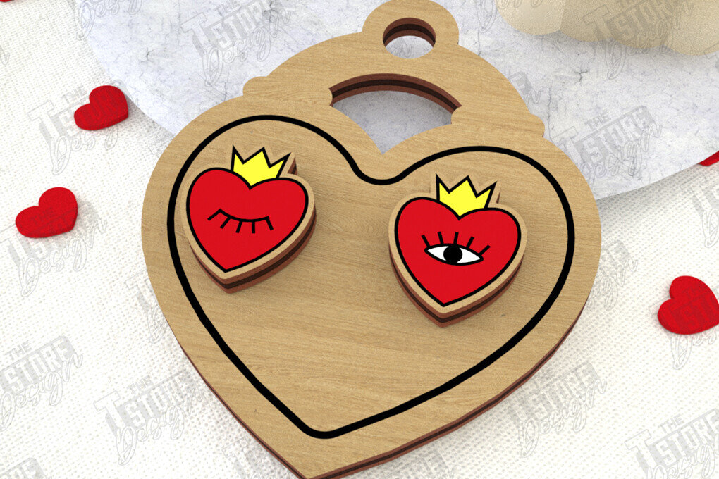 Σετ των 3 Intra απο ξύλο plywood 3mm-4mm πάχος – Σκουλαρίκια για την Ημέρα του Αγίου Βαλεντίνου |Ιδέα δώρου Δίασταση  5x5 cm INTRAFABR-108901458