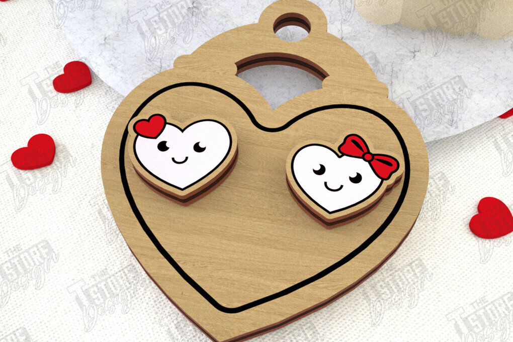 Σετ των 3 Intra απο ξύλο plywood 3mm-4mm πάχος – Σκουλαρίκια για την Ημέρα του Αγίου Βαλεντίνου |Ιδέα δώρου Δίασταση  5x5 cm INTRAFABR-108901479