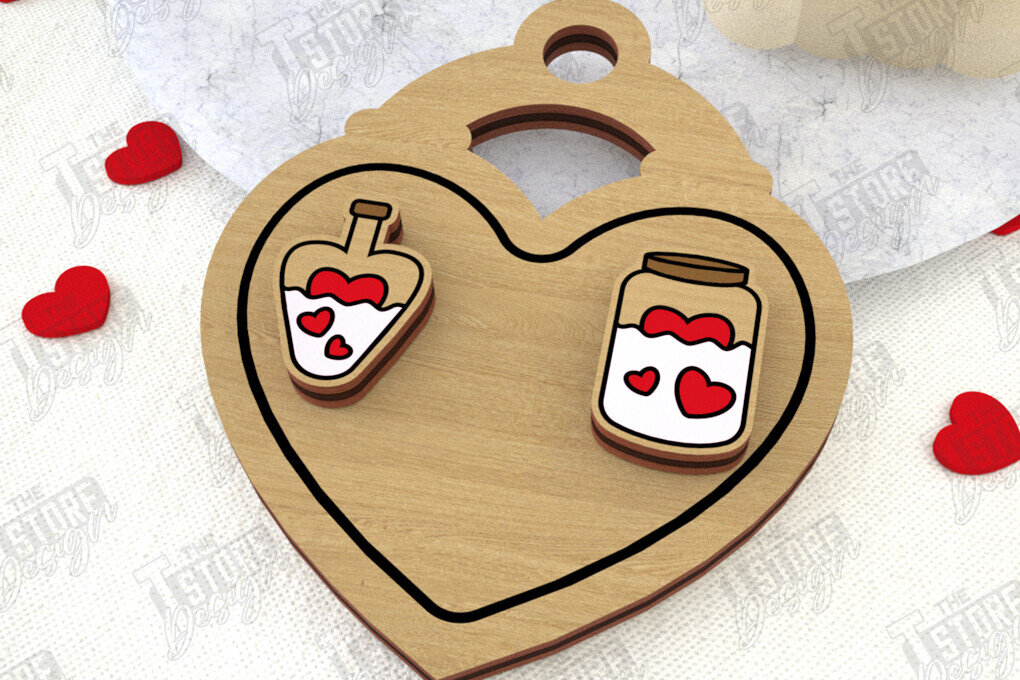 Σετ των 3 Intra απο ξύλο plywood 3mm-4mm πάχος – Σκουλαρίκια για την Ημέρα του Αγίου Βαλεντίνου |Ιδέα δώρου Δίασταση  5x5 cm INTRAFABR-108901489