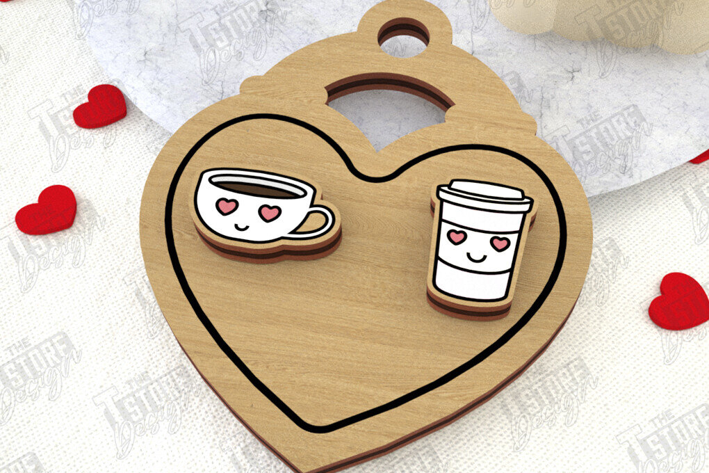 Σετ των 3 Intra απο ξύλο plywood 3mm-4mm πάχος – Σκουλαρίκια για την Ημέρα του Αγίου Βαλεντίνου |Ιδέα δώρου Δίασταση  5x5 cm INTRAFABR-108901436