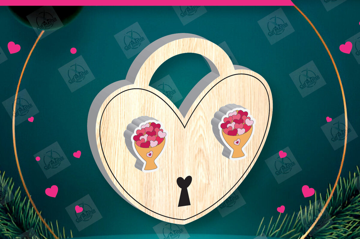 Σετ των 3 Intra απο ξύλο plywood 3mm-4mm πάχος – Σκουλαρίκια για την Ημέρα του Αγίου Βαλεντίνου Δίασταση  5x5 cm INTRAFABR-112932512