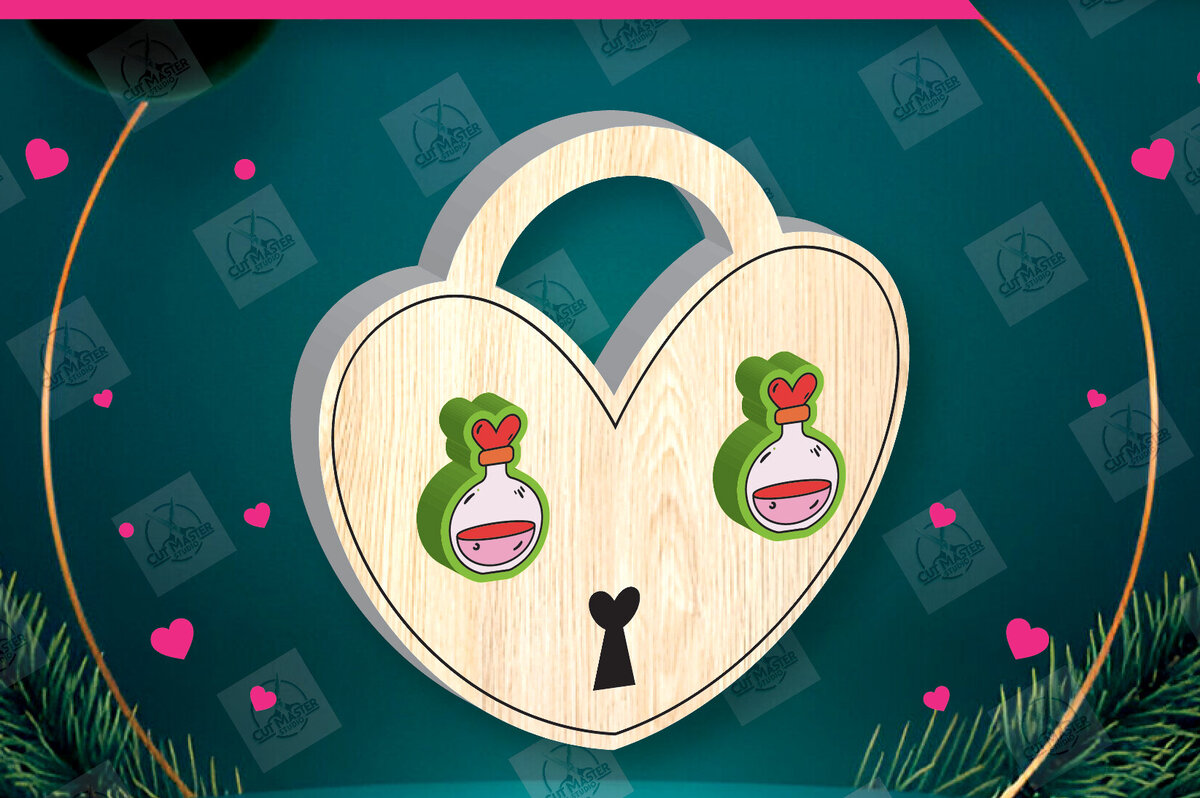 Σετ των 3 Intra απο ξύλο plywood 3mm-4mm πάχος – Σκουλαρίκια για την Ημέρα του Αγίου Βαλεντίνου Δίασταση  5x5 cm INTRAFABR-112932536