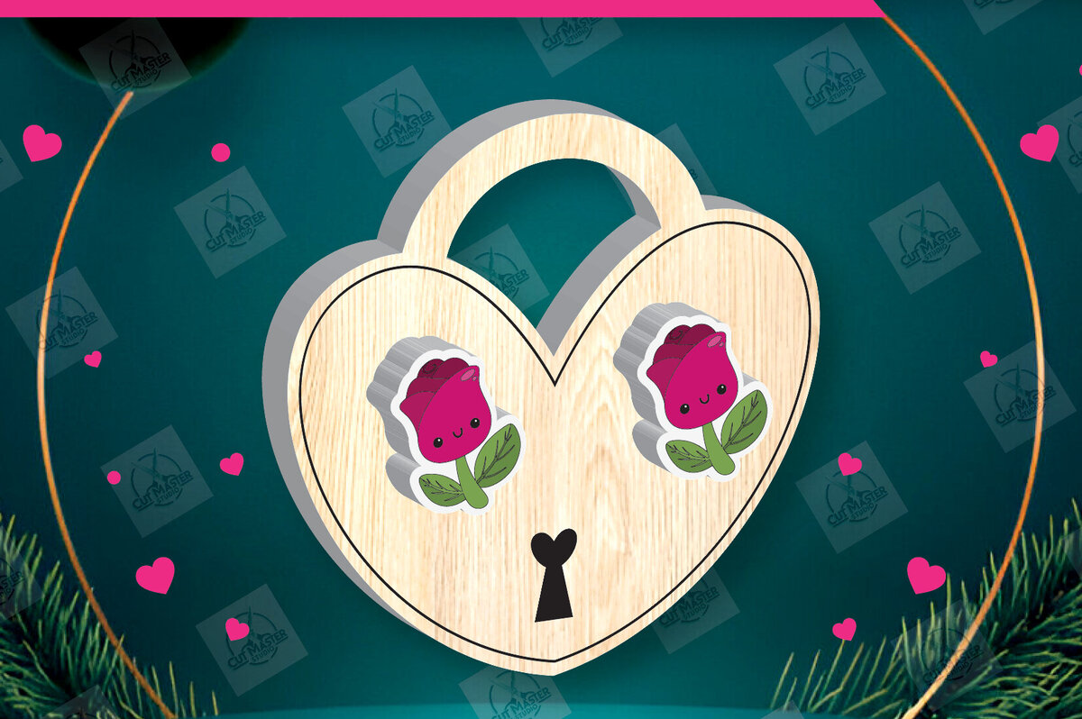 Σετ των 3 Intra απο ξύλο plywood 3mm-4mm πάχος – Σκουλαρίκια για την Ημέρα του Αγίου Βαλεντίνου Δίασταση  5x5 cm INTRAFABR-112932638