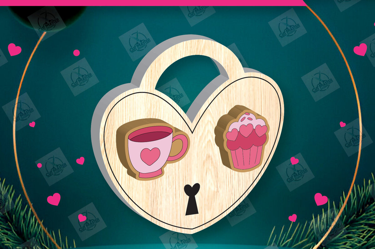 Σετ των 3 Intra απο ξύλο plywood 3mm-4mm πάχος – Σκουλαρίκια για την Ημέρα του Αγίου Βαλεντίνου Δίασταση  5x5 cm INTRAFABR-112932476