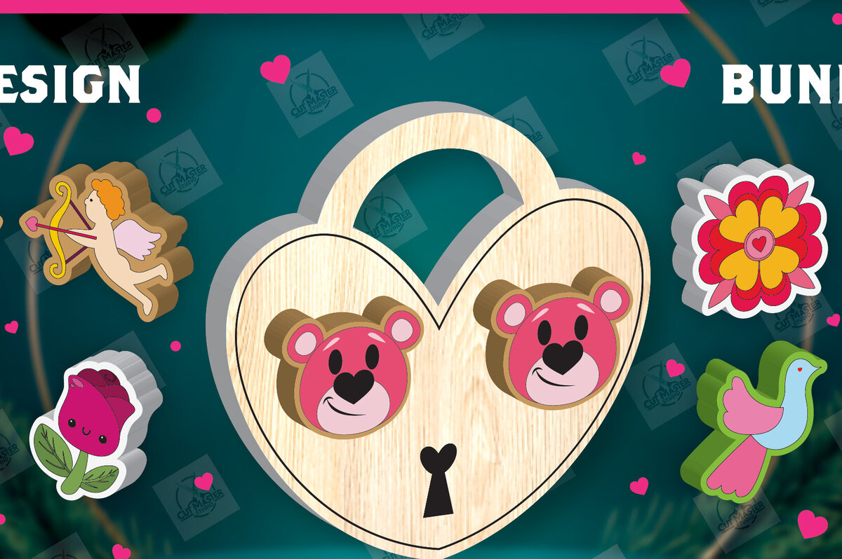 Σετ των 3 Intra απο ξύλο plywood 3mm-4mm πάχος – Πακέτο με καρφιά σκουλαρίκια για την ημέρα του Αγίου Βαλεντίνου Δίασταση  5x5 cm INTRAFABR-112932697