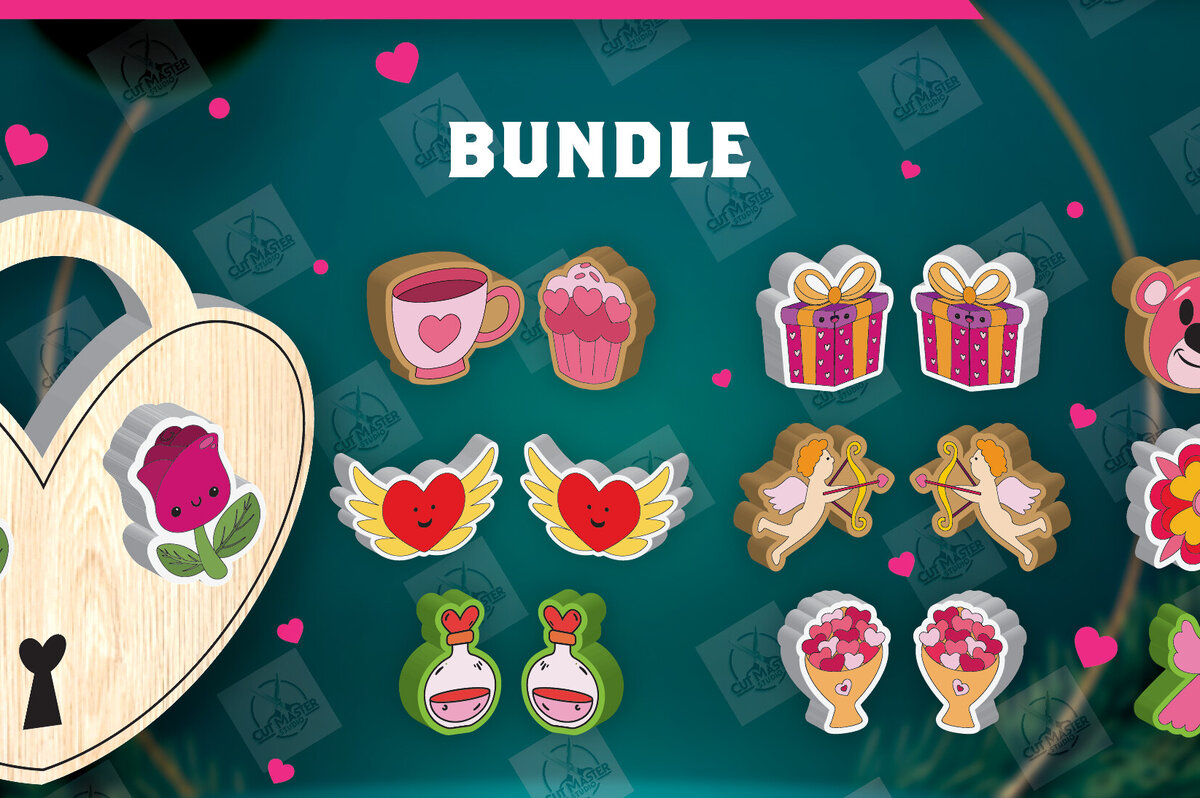 Σετ των 3 Intra απο ξύλο plywood 3mm-4mm πάχος – Πακέτο με καρφιά σκουλαρίκια για την ημέρα του Αγίου Βαλεντίνου Δίασταση  5x5 cm INTRAFABR-112932778