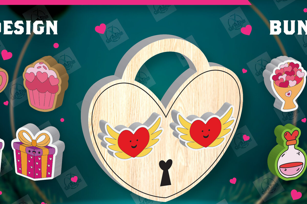 Σετ των 3 Intra απο ξύλο plywood 3mm-4mm πάχος – Πακέτο με καρφιά σκουλαρίκια για την ημέρα του Αγίου Βαλεντίνου Δίασταση  5x5 cm INTRAFABR-112932566