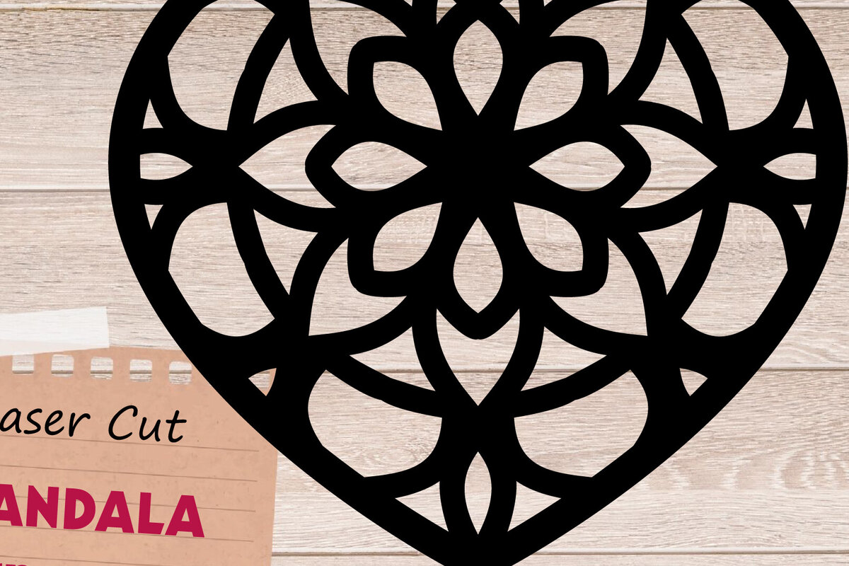 Σετ των 2 Intra απο ξύλο plywood 3mm-4mm πάχος – Ημέρα του Αγίου Βαλεντίνου, Σημάδι Love Mandala Δίασταση  20x20 cm INTRAFABR-114439130