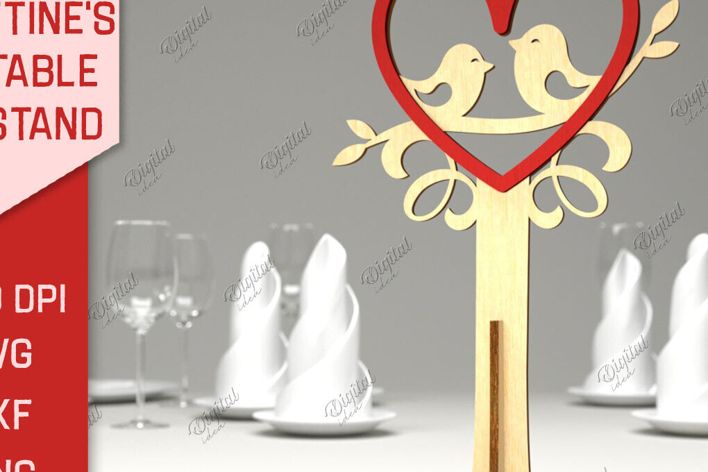 Σετ των 2 Intra απο ξύλο plywood 3mm-4mm πάχος – Επιτραπέζια βάση για την ημέρα του Αγίου Βαλεντίνου LaserCut Δίασταση  20x20 cm INTRAFABR-85915344