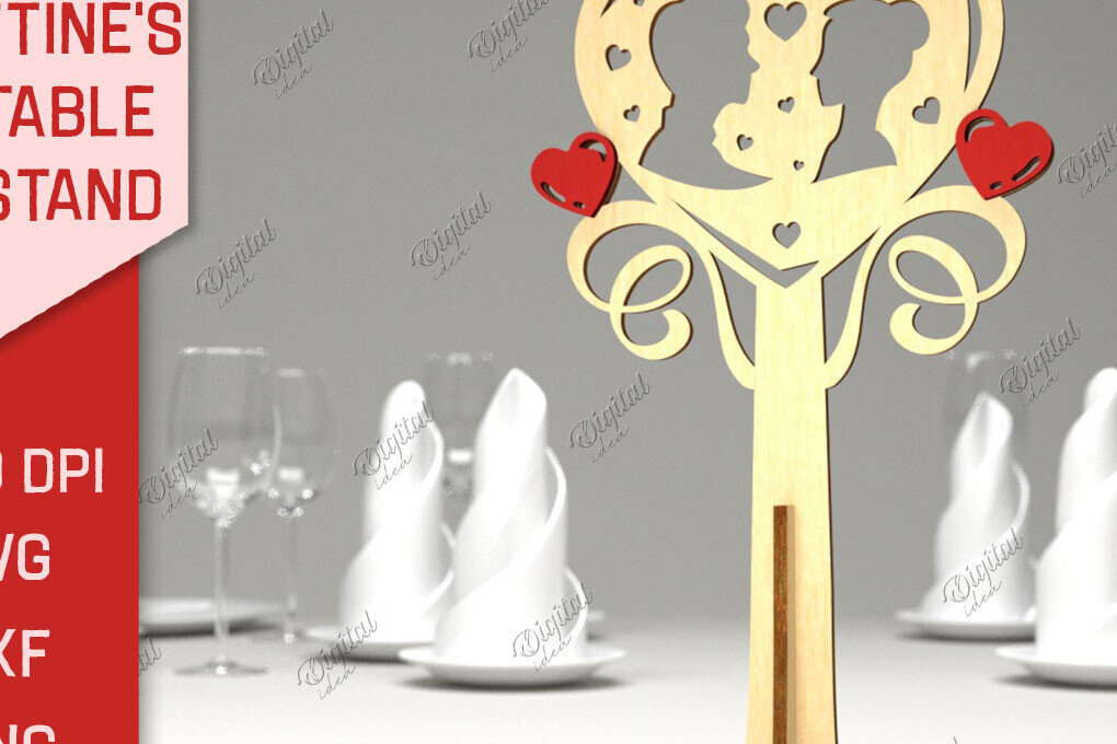 Σετ των 2 Intra απο ξύλο plywood 3mm-4mm πάχος – Επιτραπέζια βάση για την ημέρα του Αγίου Βαλεντίνου LaserCut Δίασταση  20x20 cm INTRAFABR-85915376