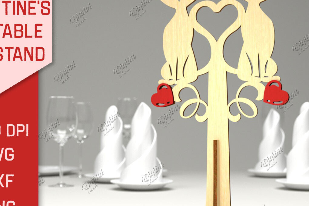 Σετ των 2 Intra απο ξύλο plywood 3mm-4mm πάχος – Επιτραπέζια βάση για την ημέρα του Αγίου Βαλεντίνου LaserCut Δίασταση  20x20 cm INTRAFABR-85915499