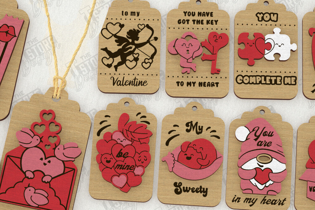 Σετ των 2 Intra απο ξύλο plywood 3mm-4mm πάχος – Πακέτο ετικετών του Αγίου Βαλεντίνου | Ετικέτες δώρων Δίασταση  20x20 cm INTRAFABR-111310655