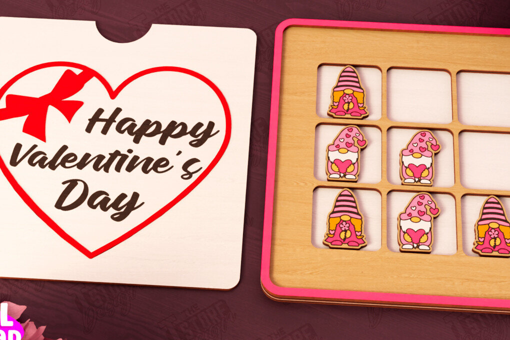 Σετ των 2 Intra απο ξύλο plywood 3mm-4mm πάχος – Ημέρα του Αγίου Βαλεντίνου Tic Tac Toe | Επιτραπέζιο παιχνίδι Δίασταση  20x20 cm INTRAFABR-110838170