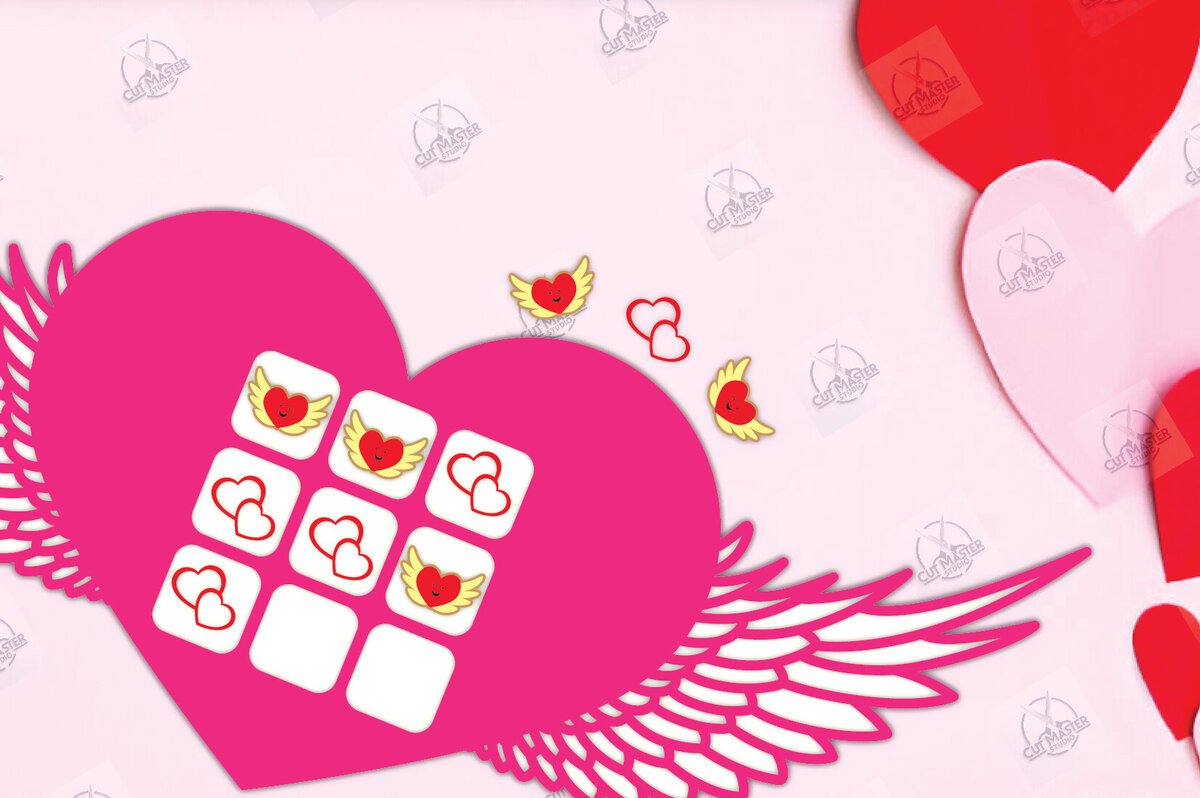 Σετ των 2 Intra απο ξύλο plywood 3mm-4mm πάχος – Ημέρα του Αγίου Βαλεντίνου Tic Tac Toe Cut Laser Δίασταση  20x20 cm INTRAFABR-112989251