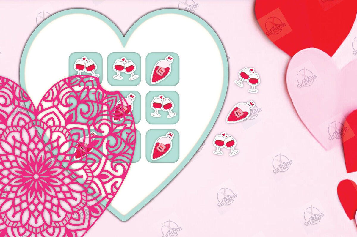 Σετ των 2 Intra απο ξύλο plywood 3mm-4mm πάχος – Ημέρα του Αγίου Βαλεντίνου Tic Tac Toe Cut Laser Δίασταση  20x20 cm INTRAFABR-112989296