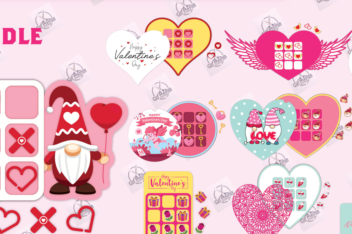 Σετ των 2 Intra απο ξύλο plywood 3mm-4mm πάχος – Πακέτο Tic Tac Toe για την Ημέρα του Αγίου Βαλεντίνου Δίασταση  20x20 cm INTRAFABR-112989441