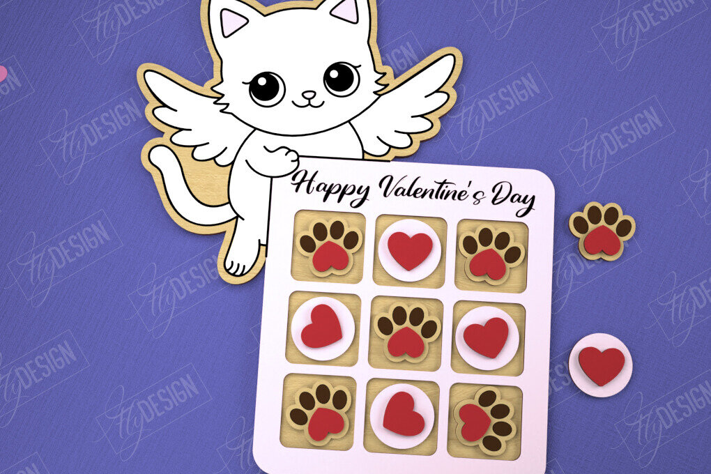 Σετ των 2 Intra απο ξύλο plywood 3mm-4mm πάχος – Ημέρα του Αγίου Βαλεντίνου Tic Tac Toe|Κλασικό παιχνίδι Δίασταση  20x20 cm INTRAFABR-109290050