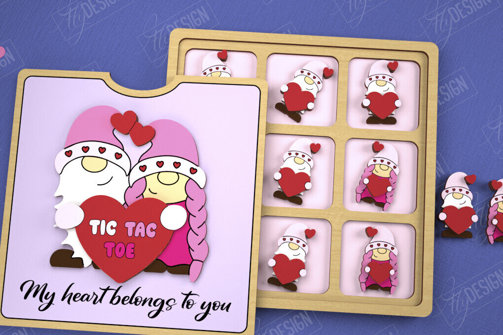 Σετ των 2 Intra απο ξύλο plywood 3mm-4mm πάχος – Ημέρα του Αγίου Βαλεντίνου Tic Tac Toe|Κλασικό παιχνίδι Δίασταση  20x20 cm INTRAFABR-109290114