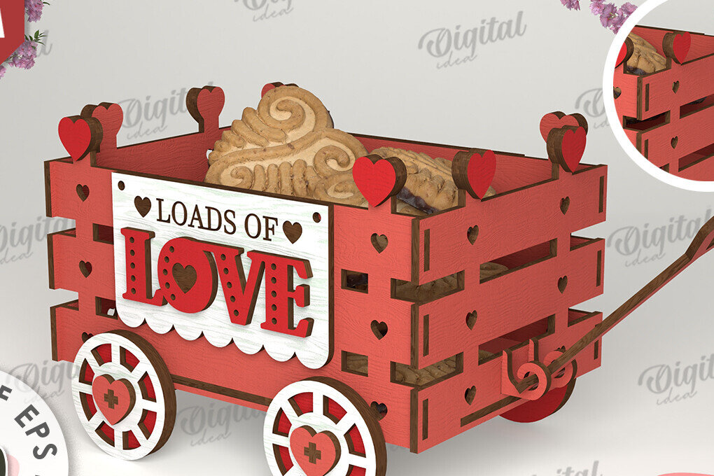 Σετ των 2 Intra απο ξύλο plywood 3mm-4mm πάχος – Κοπή λέιζερ για την ημέρα του Αγίου Βαλεντίνου Δίασταση  20x20 cm INTRAFABR-111354878