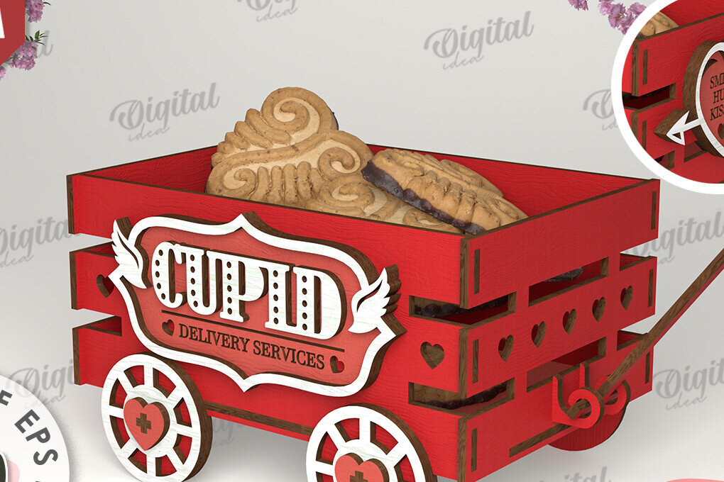 Σετ των 2 Intra απο ξύλο plywood 3mm-4mm πάχος – Κοπή λέιζερ για την ημέρα του Αγίου Βαλεντίνου Δίασταση  20x20 cm INTRAFABR-111354916